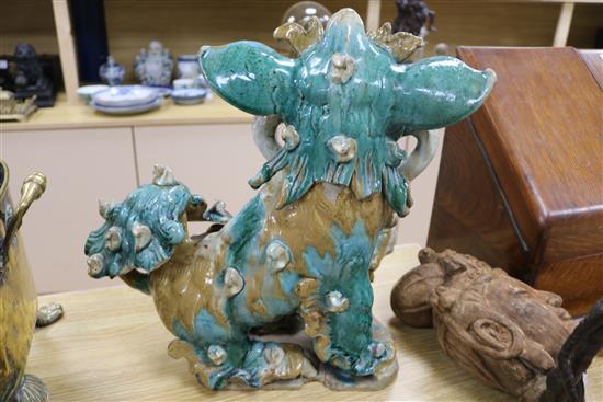 A large Chinese stoneware figure of a lion-dog height 43cm